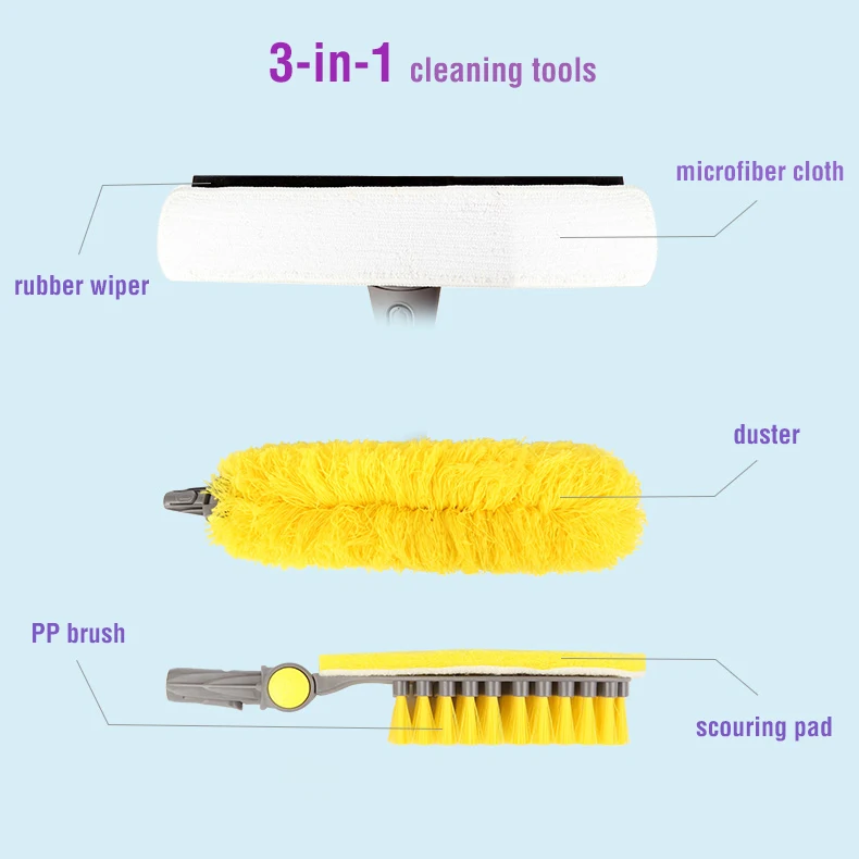 High Reach Cleaning Kit For High Ceilings Windows Walls And Furniture Buy Window Squeegee Cleaner Long Handle Cleaning Brush Extendable Microfiber