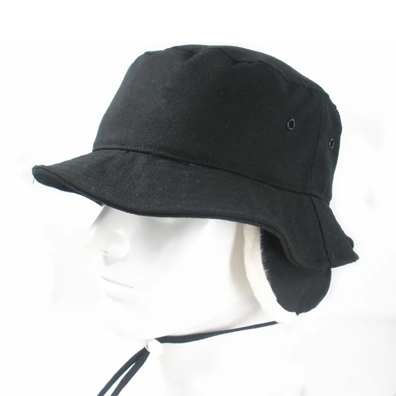 brimmed hat with ear flaps