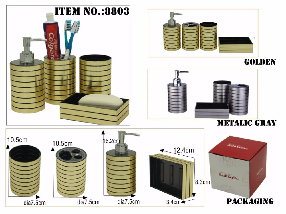 Fourpiece Plastic Bathroom Set For Home Decor Bath Accessories Set