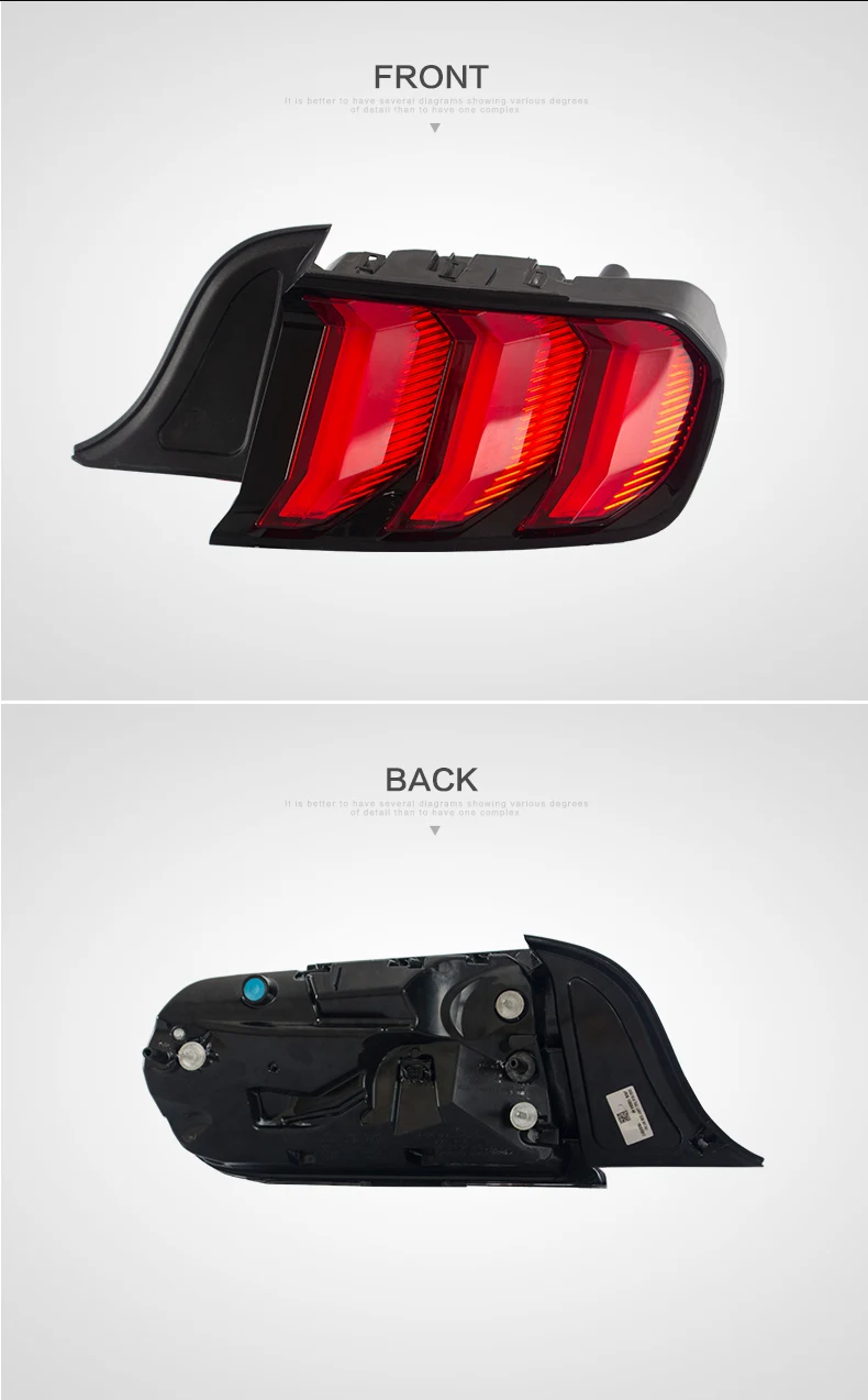 VLAND manufacturer for Car Tail lamp for Mustang LED Taillight 2015-UP for Mustang Full LED brake +DRL+turn signal taillamp