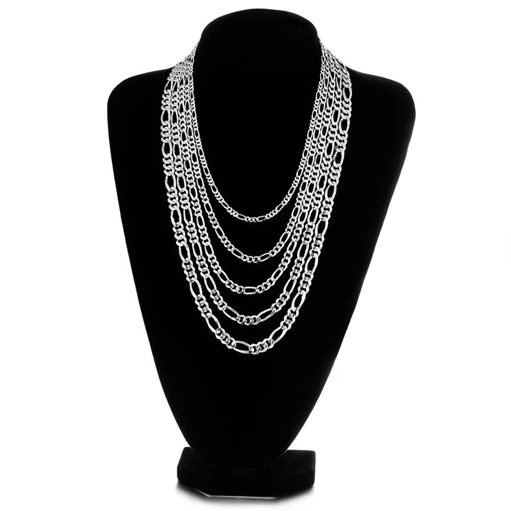 3.3mm 4mm 5mm 6.5mm 7.2mm 8mm Mens Sterling Silver Italian Solid Figaro