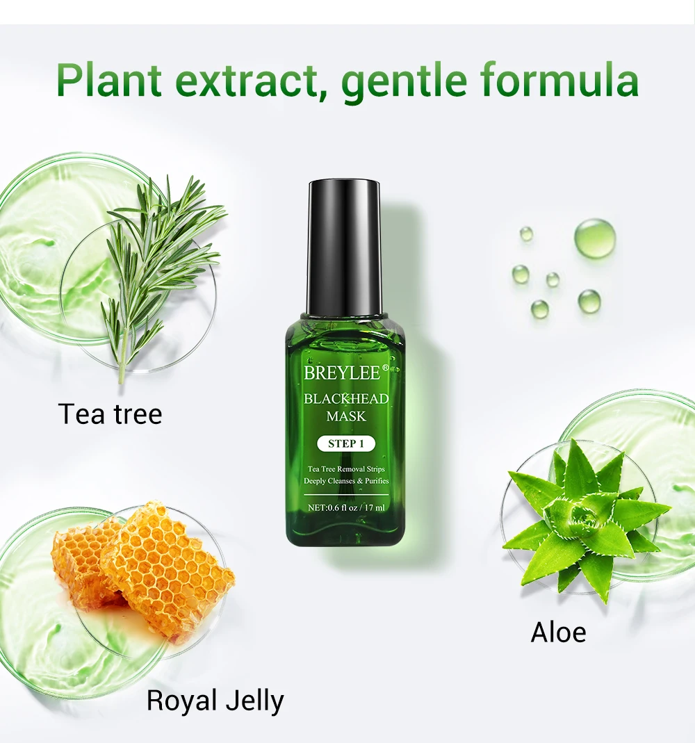 Breylee Tea Tree Oil Serum Deep Cleansing Blackhead Remover Mask Nose ...