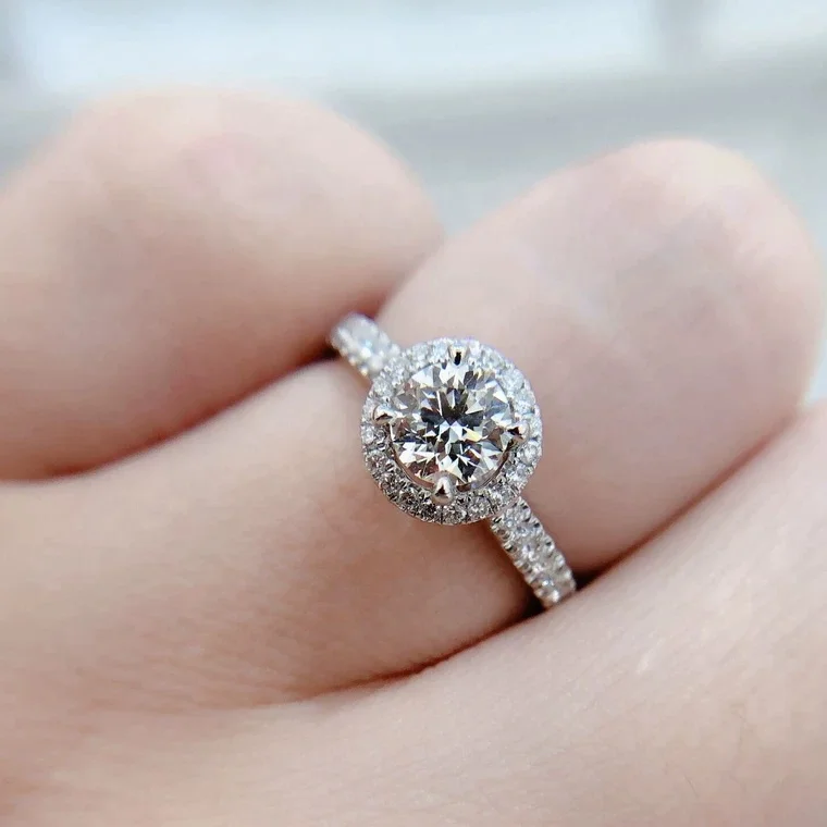 Elegant Women S Trend Real 18k Gold Wedding Ring With Moissanite Jewelry Platinum Rings For Diamond Silver Elegant Women S Trend Real 18k Gold Wedding Ring With Moissanite Jewelry Platinum Rings For Diamond Silver