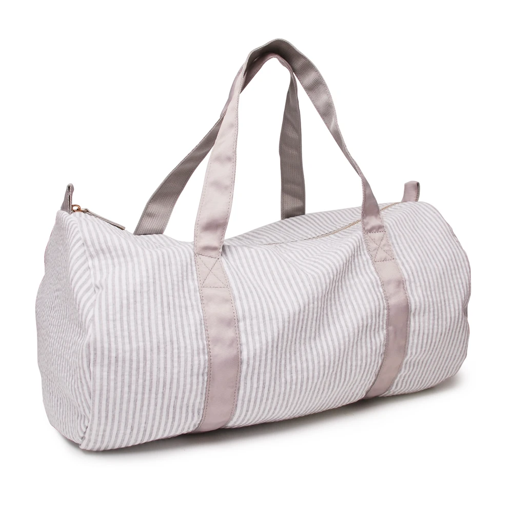 Free Shipping Grey Seersucker Duffle Bag Small Size Kids Toddler Weekend Travel Carry All