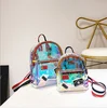 2018 korean clear mini backpack, pvc holographic ribbon backpack