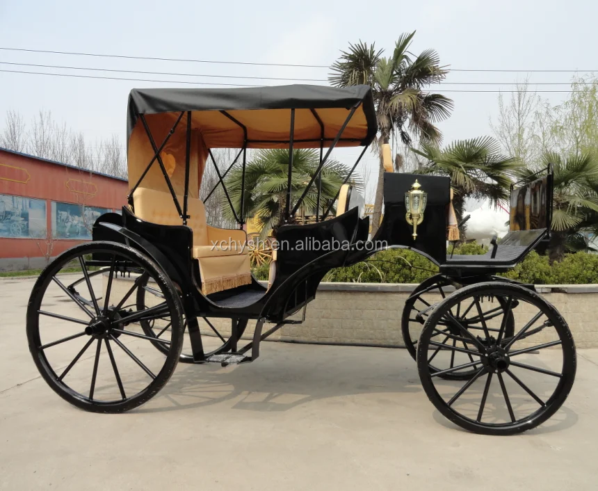 New Style Black Electric Horse Carriage Four Wheels Horse Carriage With ...