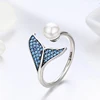 Sterling Silver Jewelry Mermaid Tail Cuff Rings Anel Sea Whale Fish Tail Bague Rings Women Romantic Gifts Wholesale