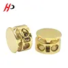 Double Hole Barrel Cylinder Gold Spring Rope Lock End Drawstring Toggle Metal Cord Stopper