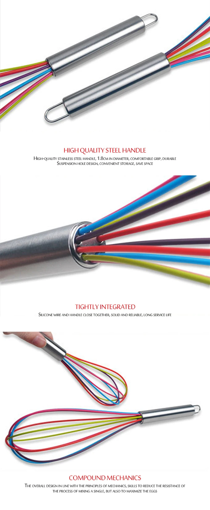 Wholesale Colorful Silicone Rubber Whisk With Steel Handle Buy