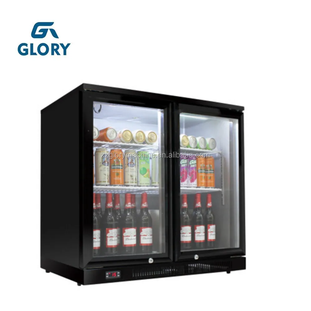 2 Glass Door Mini Beer Bottle Commercial Refrigerator Display