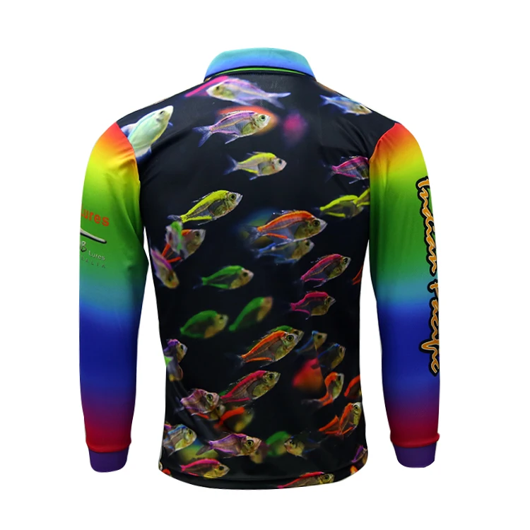 Wholesale Fishing Wear Polyester Quick Dry Mens Sublimation Custom