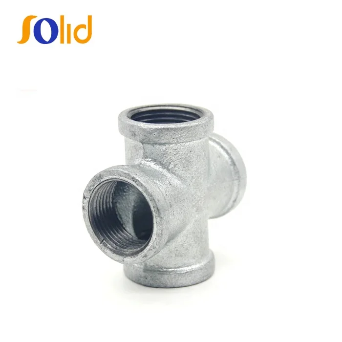 Malleable Iron Galvanised Pipe Fittings four way CrossTee pipe fitting