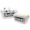 White Vintage Wooden Nesting Shelf Baskets Shabby Chic Organizer Storage Chalk Board Side flower planter Crates Box