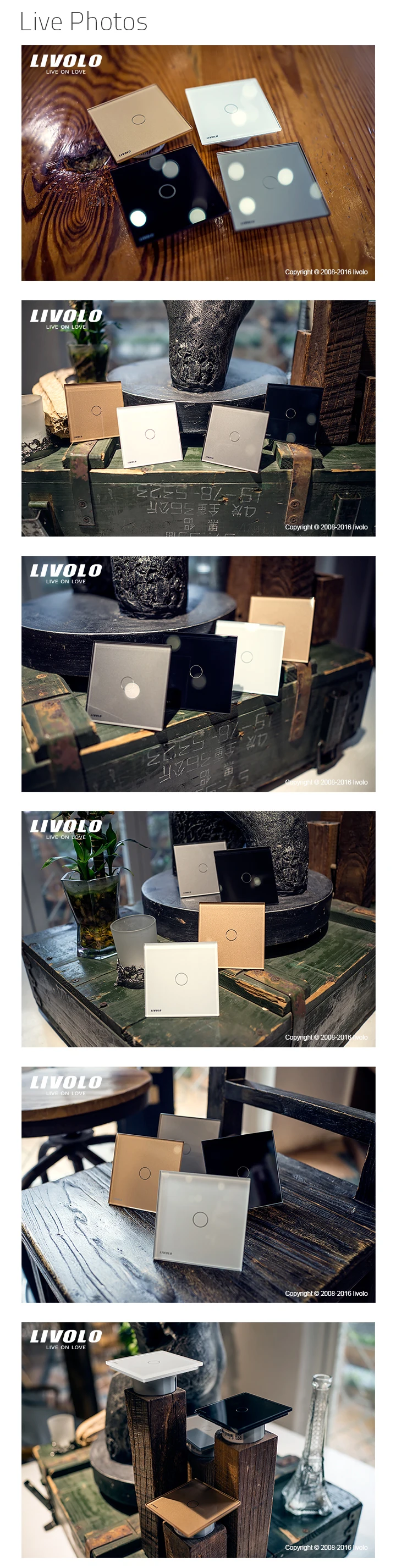 Livolo Luxury White Crystal Glass Panel Intelligent Touch Wall Light Switch EU standard - ANKUX.COM