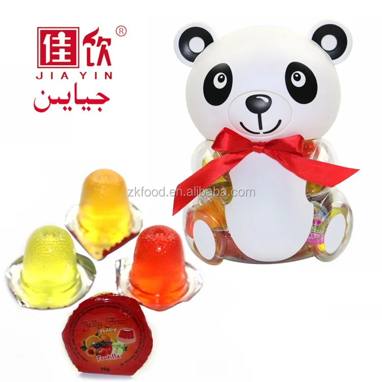 Bulk Snack Foods 16g 60pcs/jar Piggy Bank Panda Jar Mini Fruit Jelly