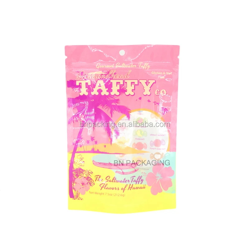 Food Grade Printing Plastic Zipper Bag For Christmas Cotton Candy Packaging
