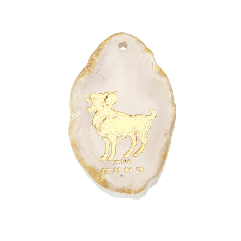 Engraved Cancer Zodiac Agate Stone/engraved Agate Slices/12 Zodiac Natural Gem Stone Buy