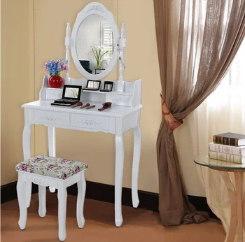 2017 Glossy Chic Dressing Table White Painted French Style Wooden