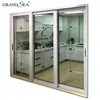 Thermal break insulated three panel sliding glass door aluminum