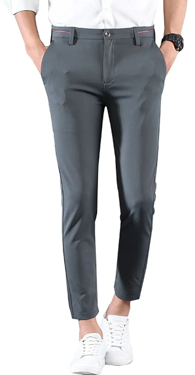 Plaid/&Plain Mens Stretch Skinny Fit Casual Business Pants Ankle Dress Pants
