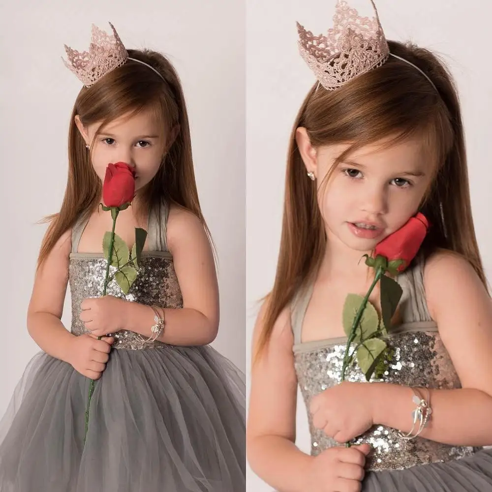 Baby Girl font b Dress b font Clothing Silver Sequins Tulle Cute Party Gown font b