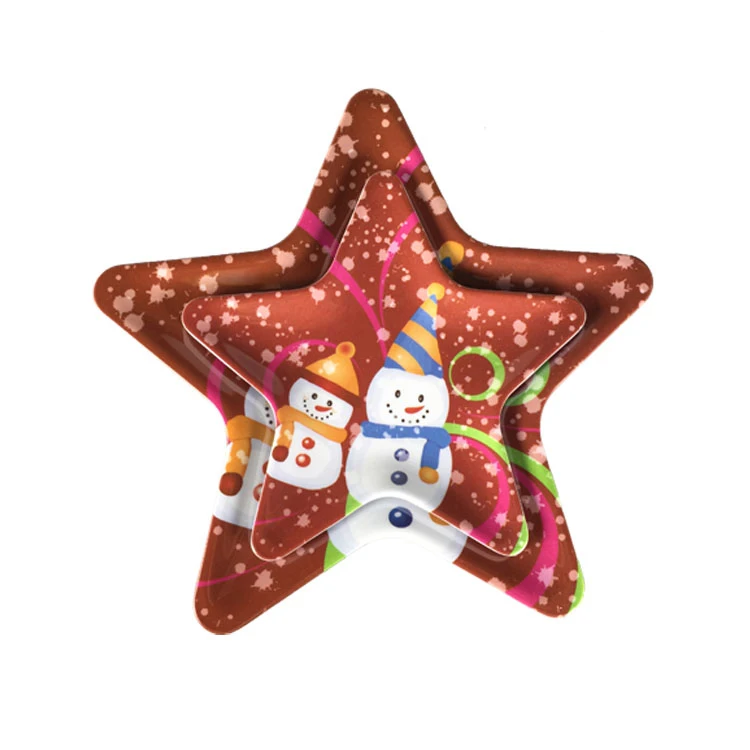 五角星形状有趣的五彩纸屑图案圣诞三聚氰胺糖果拼盘