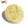 OEM High quality round gold angel face metal badge with safe pin