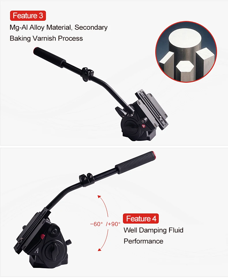 KINGJOY Heavy Duty Aluminum Video Camera Tripod VT-3500+VT-3530, 77 Inch Height for Different Shooting Request