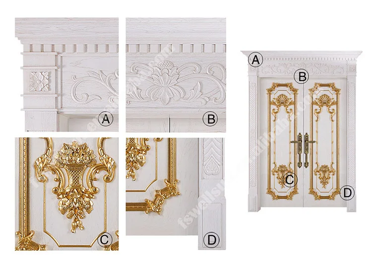 Villa luxury front door design golden  and white color 