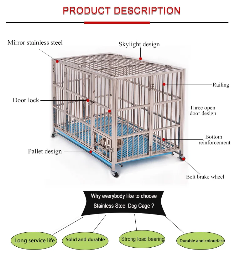 Multilayer Flexible Modular Folding Heavy Duty Xxxl Stainless Steel Dog Cage