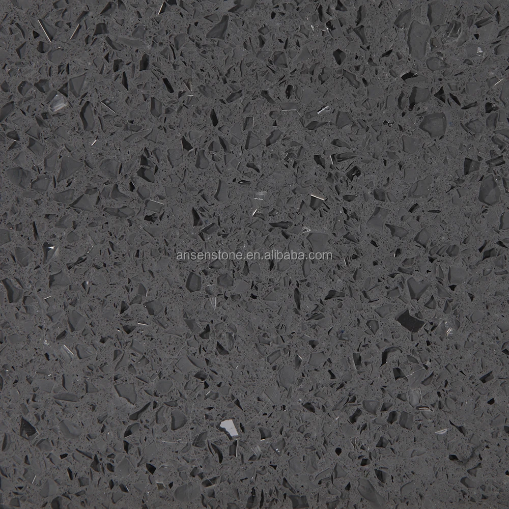 Dark Grey Galaxy Quartz Stone Slabs Polished Sparkle Engineering