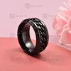 BAOYAN Fashion Black Ceramic Big Stainless Steel Finger Ring For Men