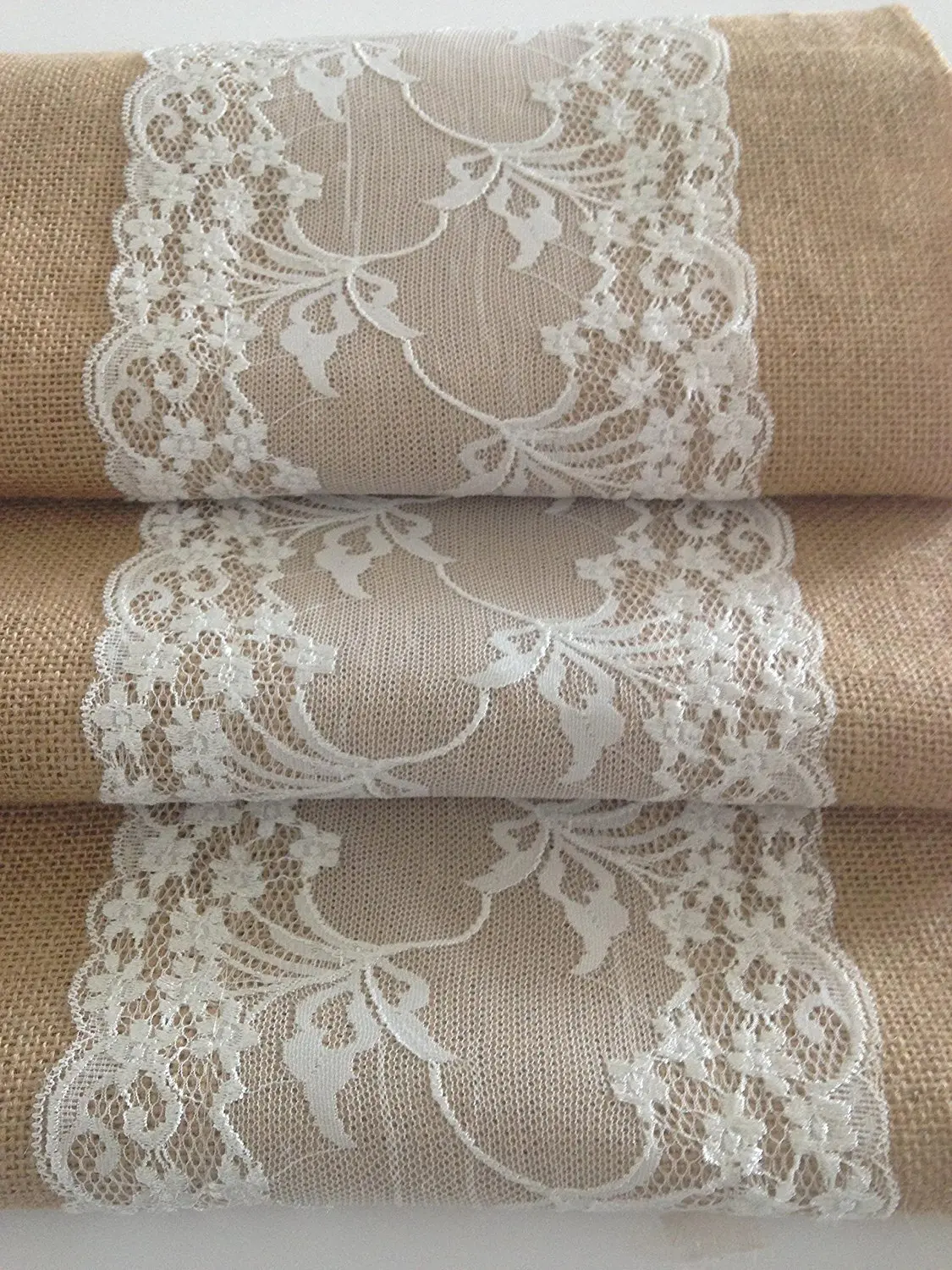 White Battenburg Lace Table Runner Dresser Scarf 16x44 Quot Burlap Table Runner With White Lace