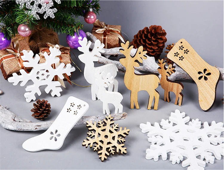 Hanging Christmas Decoration Ornaments Wooden Snowflak ...