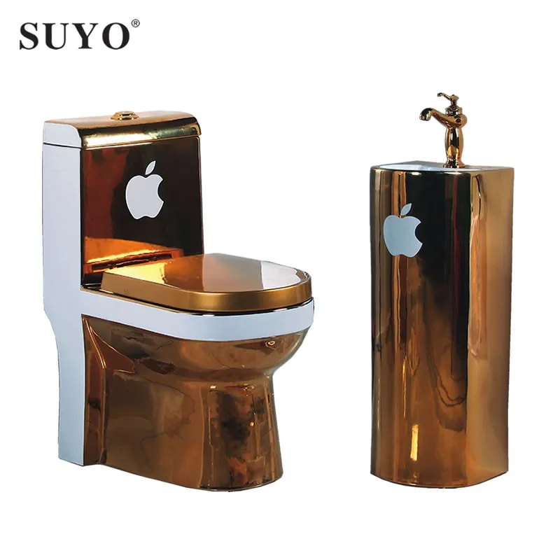 Sanitair badkamer set gouden kleur keramische draak toiletpot seat gold wc