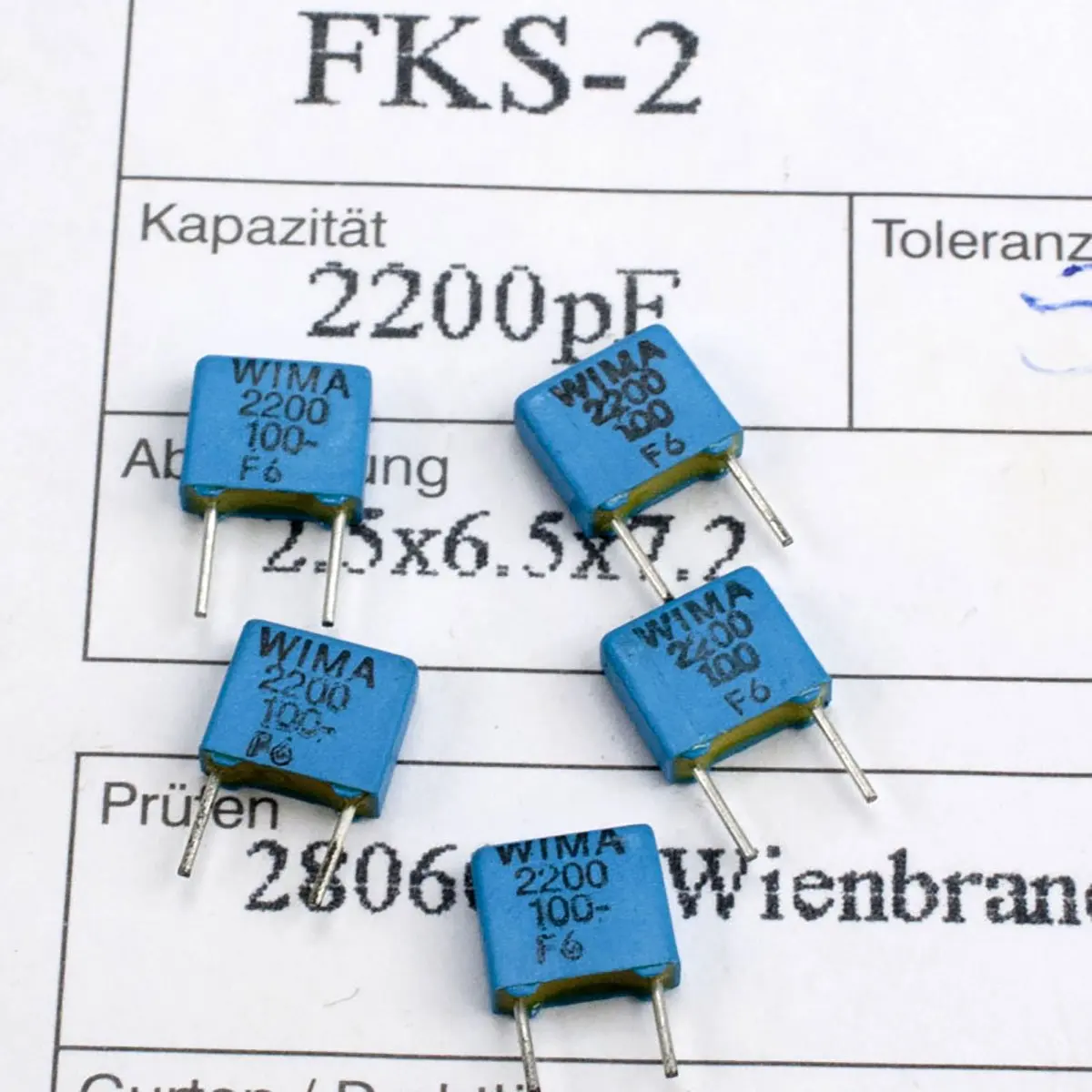WIMA 2200PF 100V FKP2 AUDIO Polyester Film Capacitors 4 pcs// 10 pcs// 20pcs
