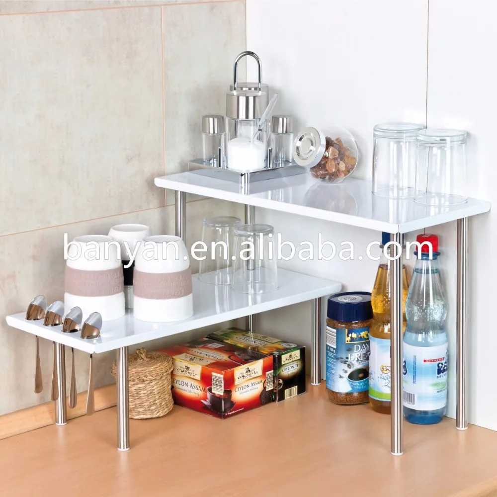 Stainless Steel Triangle Corner Shelf Two Tier Kitchen Utensil Corner
