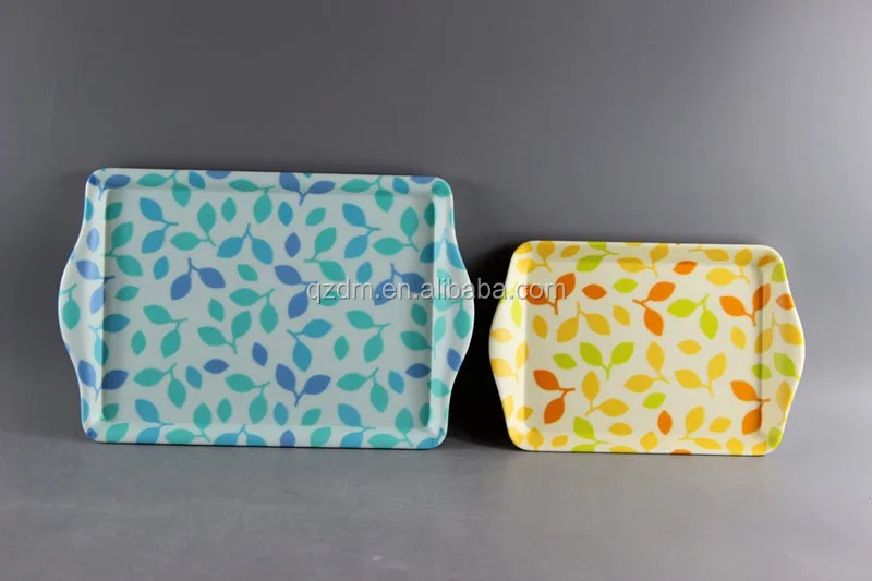 White Melamine Serving Tray With 2 Handle 2 Size