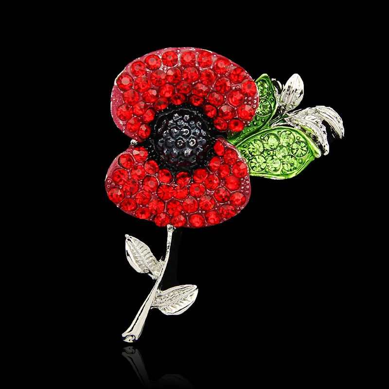 2015 New Rhinestone Crystal Flower Rhinestone Alloy Poppy Brooch - Buy ...