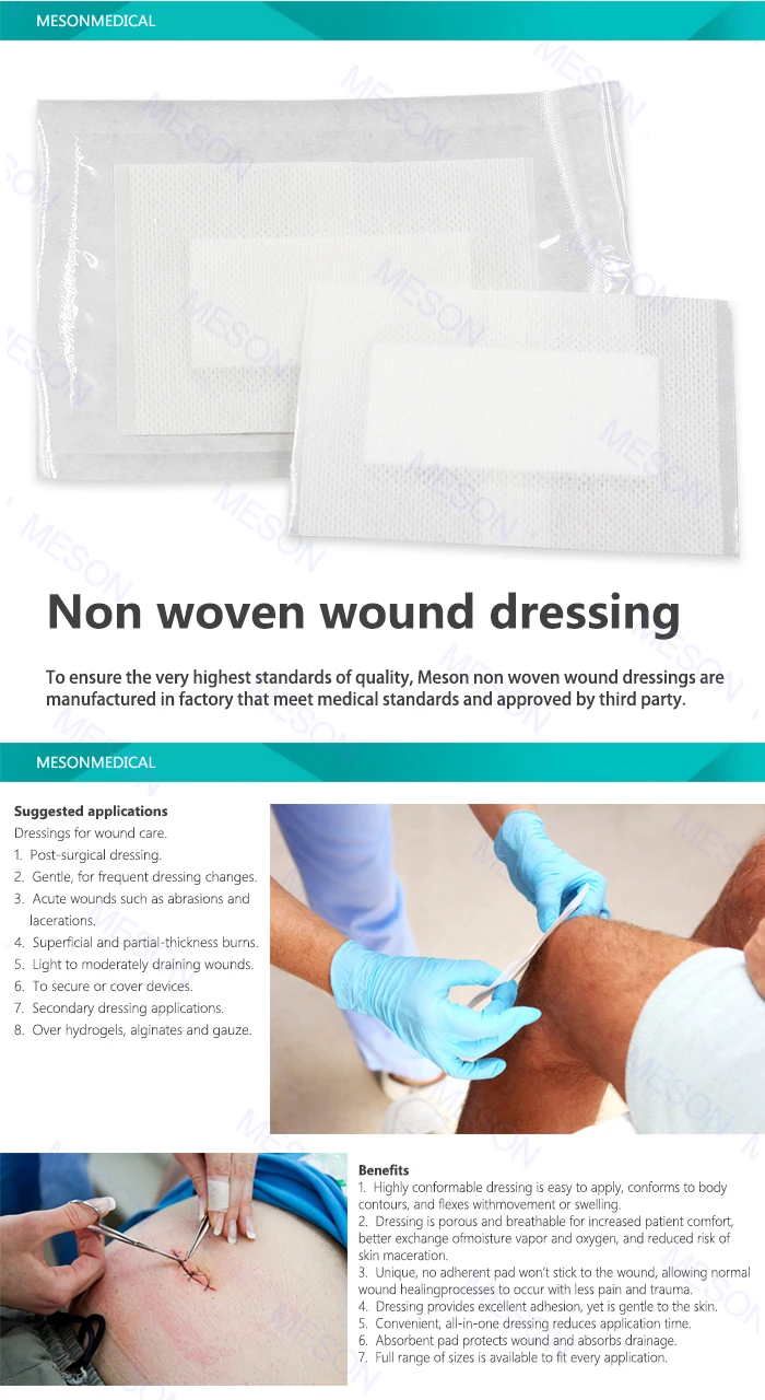 Non woven dressings for wound care