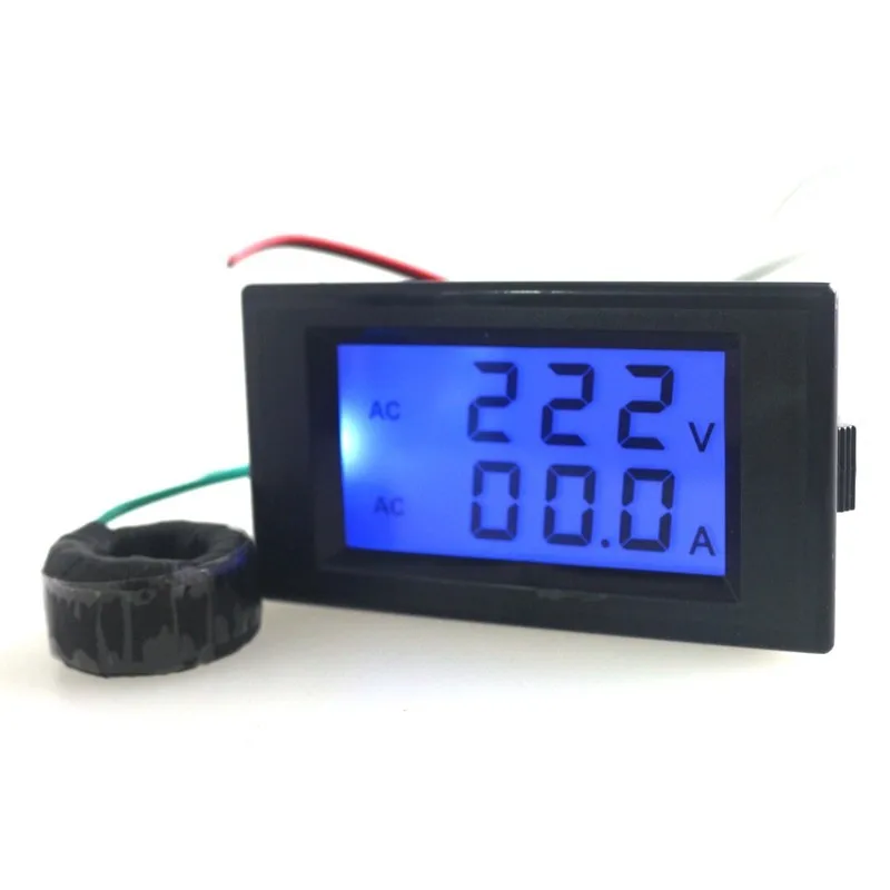 Digital Voltmeter Ammeter Ac220v 300v 100a Voltage Ampere Meter Current Tester With Blue Lcd