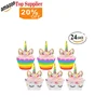 Amazon best sellers supply 24PCS Double Sided Cupcake Decorating Set 24 Unicorn Wrappers Toppers