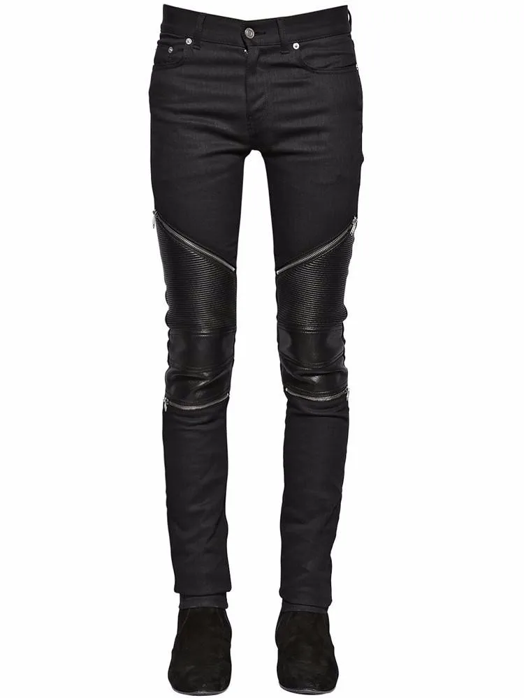 jeans with leather knee patches