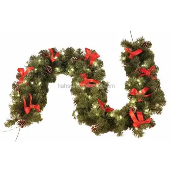 High Quality Pre-lit Christmas Garland With Ribbon Ornament - Buy Warm