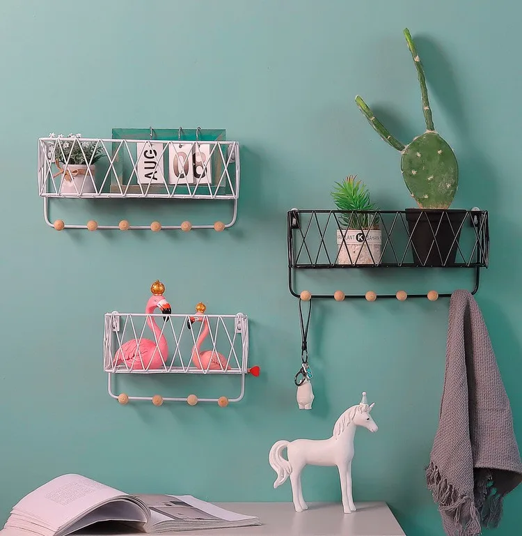 North European Iron Mesh Wall Rack Home Wall Storage Rack With Hook Buy Wall Hanging Wall Rack