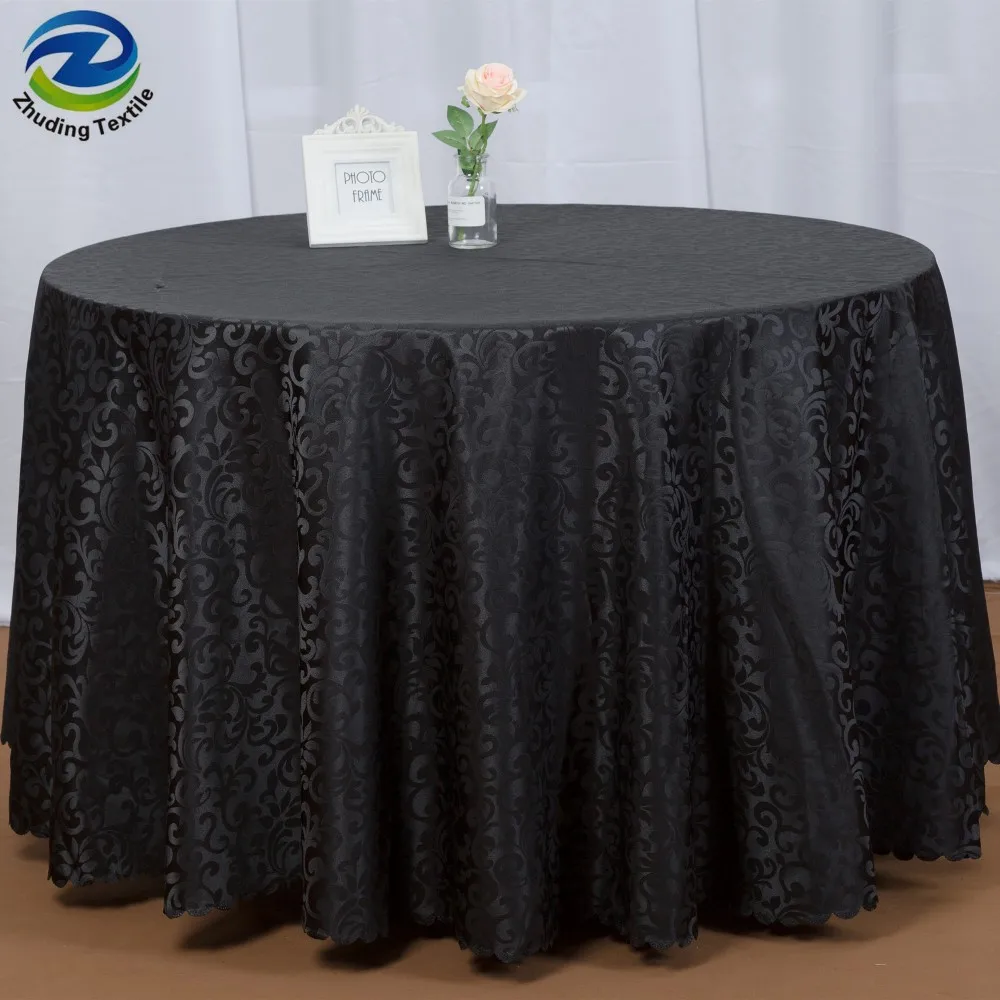 Round Wedding Banquet Black Damask Polyester Table Cloth Buy Round