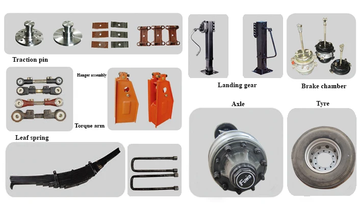 China made 3 axle flatbed trailer with twist lock for 20ft container spare parts