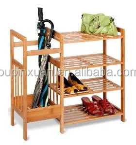 Bamboo Entryway Organizer 4 Tier Bamboo Shoe Storage Rack With