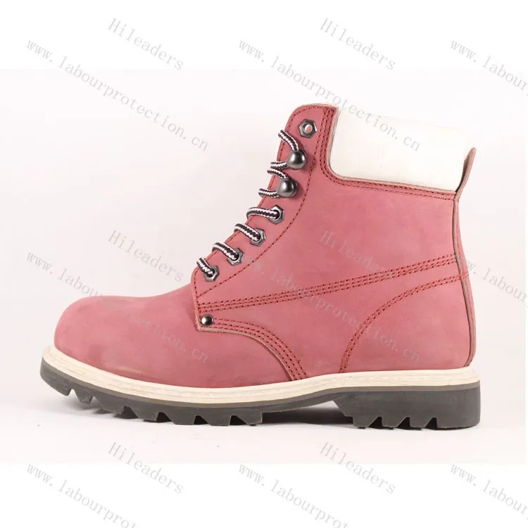 Pink Nubuck Leather Women Working Boots / Australia Style Work Boots