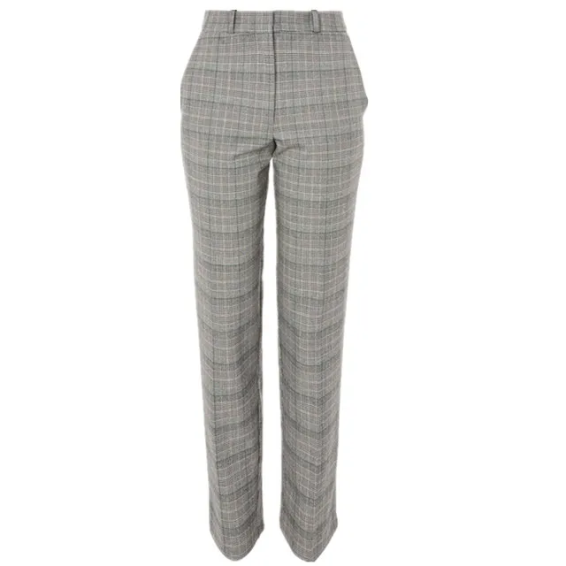 Sy -y1700041 Women Check Tapered Leg Cotton Grey Trousers Suit - Buy ...